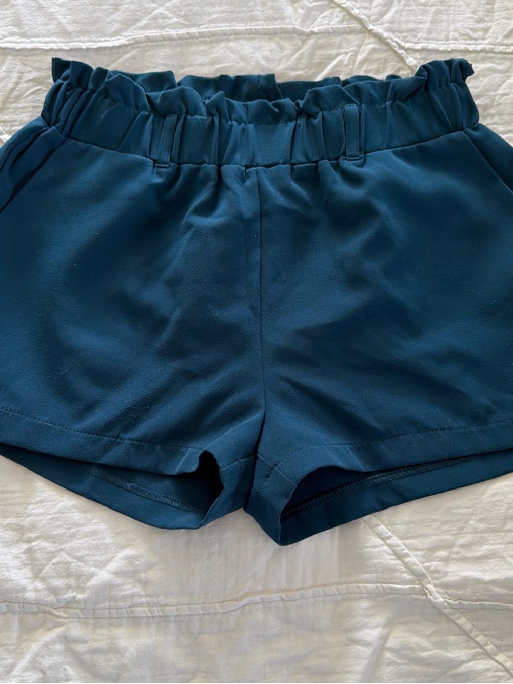 Revamped Dark Teal Paperbag Waist Shorts